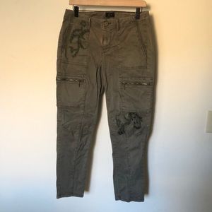 WHBM Boho embroidered utility crop pants